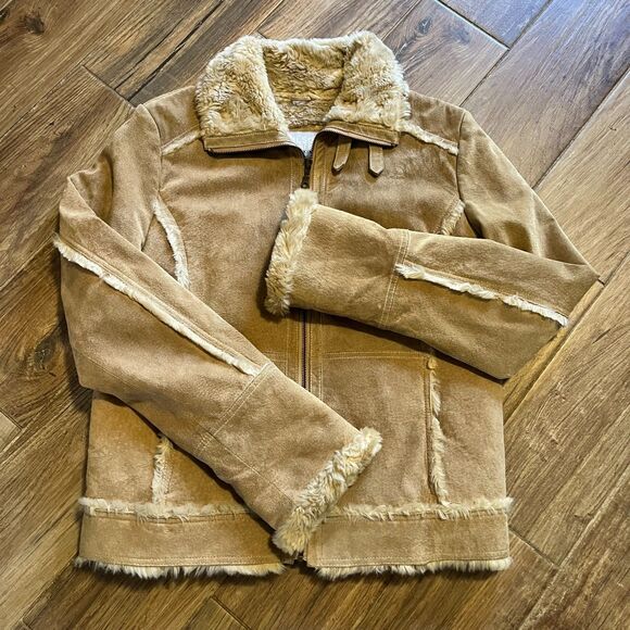 Wilson's Women's Coat Suede Leather Maxima Sherpa Lining Tan Medium EUC - Picture 2 of 10